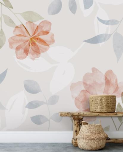 pretty lightly toned floral wallpaper