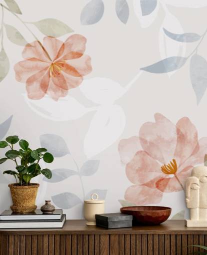 papel de parede floral levemente tonificado