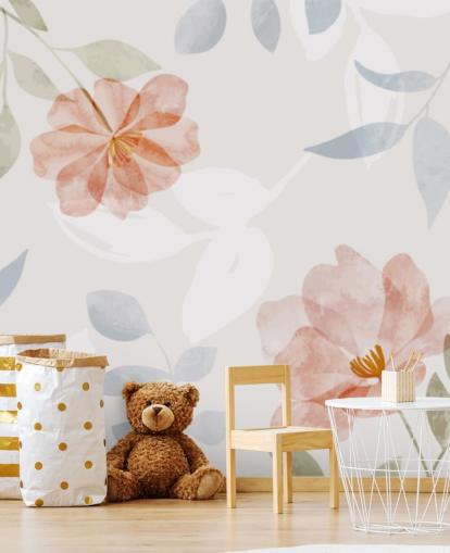 papel de parede floral levemente tonificado