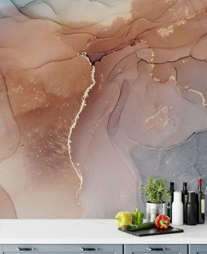 aquarel effect rokerige kleur behang