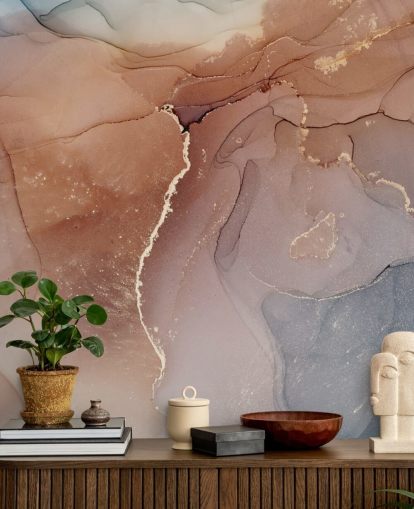 aquarel effect rokerige kleur behang