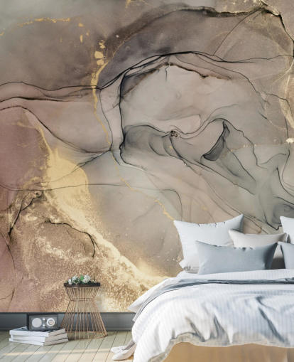 rokerig grijs en paars en goud marmereffect behang rokerig grijs en paars en goud marmereffect behang