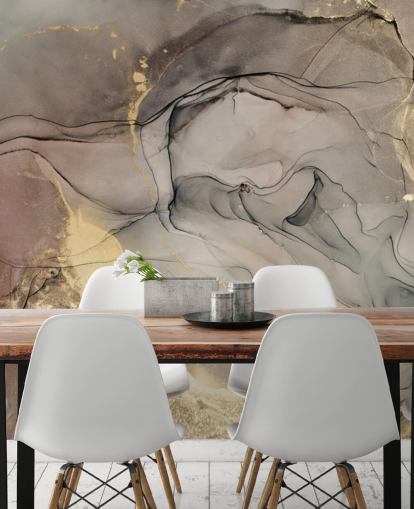 smoky grey and purple and gold marble effect wallpaper