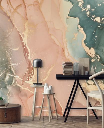 papier peint aquarelle aux tons pastel en rose et vert appelé Pastel Hues pour les chambres, les salles de bain et les cuisines