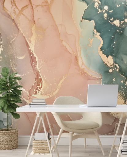 pastel tones in pink and green watercolor wallpaper mural called Pastel Hues for bedrooms, bathrooms and kitchens pastel tones in pink and green watercolor wallpaper mural called Pastel Hues for bedrooms, bathrooms and kitchens