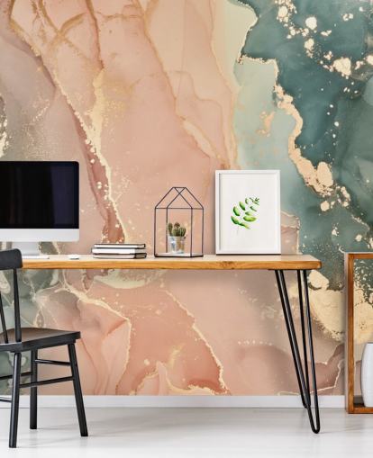 pastellfärger i rosa och grön akvarell tapetväggmålning kallad Pastell Hues för sovrum, badrum och kök pastellfärger i rosa och grön akvarell tapetväggmålning kallad Pastell Hues för sovrum, badrum och kök