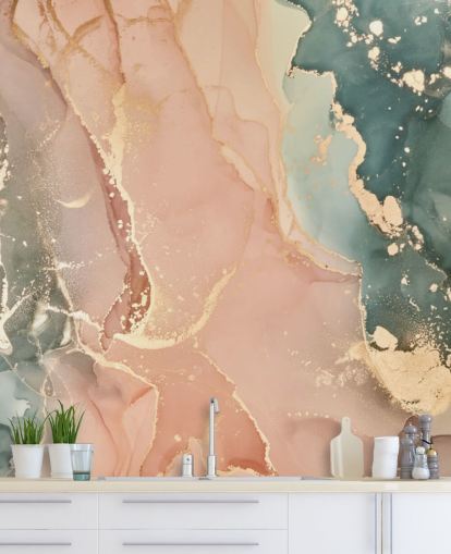 carta da parati murale ad acquerello dai toni pastello rosa e verde chiamata Pastel Hues per camere da letto, bagni e cucine carta da parati murale ad acquerello dai toni pastello rosa e verde chiamata Pastel Hues per camere da letto, bagni e cucine