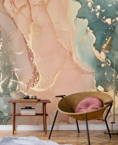 papier peint aquarelle aux tons pastel en rose et vert appelé Pastel Hues pour les chambres, les salles de bain et les cuisines