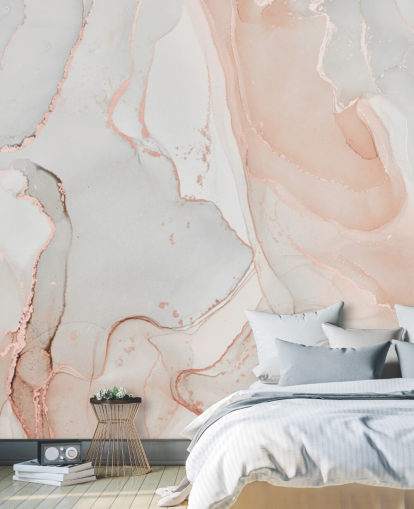 off white and peachy pink marble wallpaper