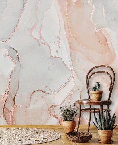 off white and peachy pink marble wallpaper