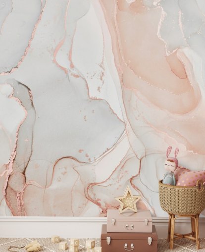 papel de parede de mármore branco e rosa pêssego