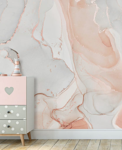 cremefarben und pfirsichrosa Marmortapete