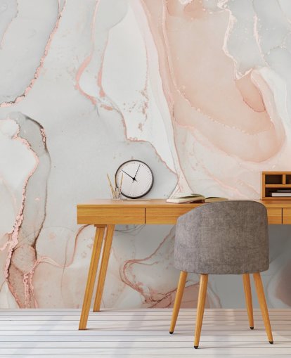 papel pintado de mármol blanco hueso y rosa melocotón