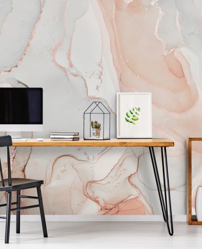 off white and peachy pink marble wallpaper