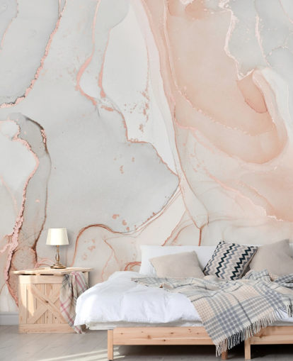 off white and peachy pink marble wallpaper
