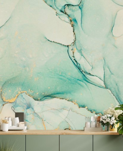 groen aquarel behang