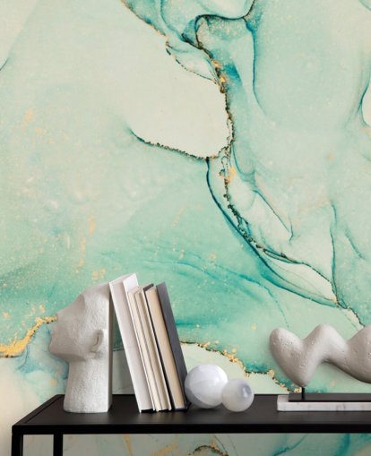 groen aquarel behang