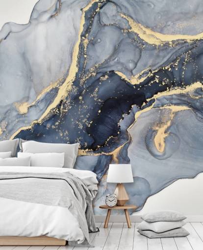 mørkeblå og guld tilpasselig marmor tapetmaleri kaldet Beautiful Blue til køkkener eller badeværelser mørkeblå og guld tilpasselig marmor tapetmaleri kaldet Beautiful Blue til køkkener eller badeværelser