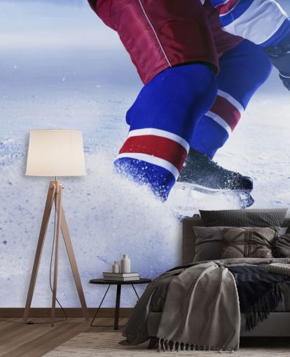 mural de pared de hockey sobre hielo personalizable llamado Ice Hockey Ice para clubes deportivos y dormitorios infantiles