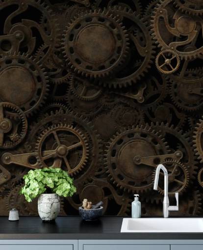 fondo de pantalla dark steampunk cogs