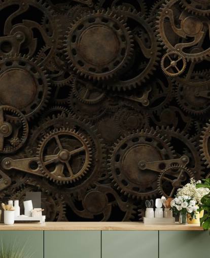 fondo de pantalla dark steampunk cogs