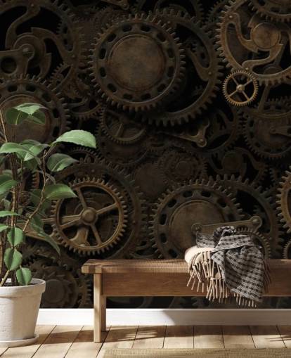 dark steampunk cogs wallpaper