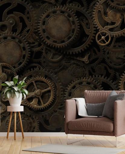 dark steampunk cogs wallpaper