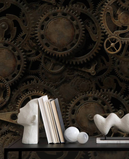 dark steampunk cogs wallpaper