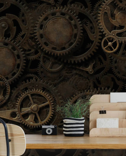 dark steampunk cogs behang