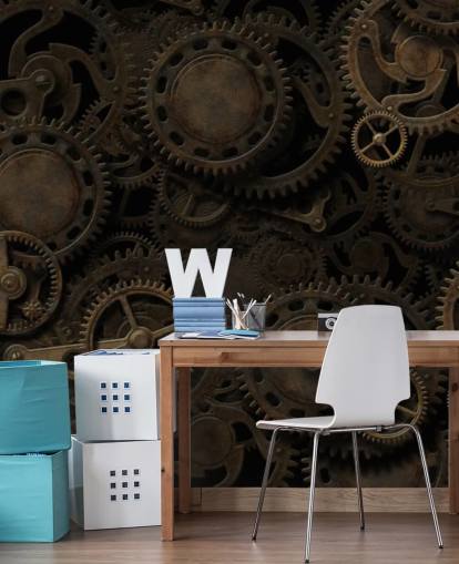 dark steampunk cogs behang