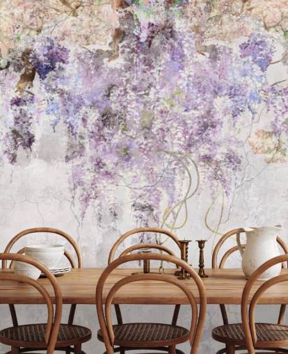 Papier peint effet béton glycine violette Papier peint effet béton glycine violette