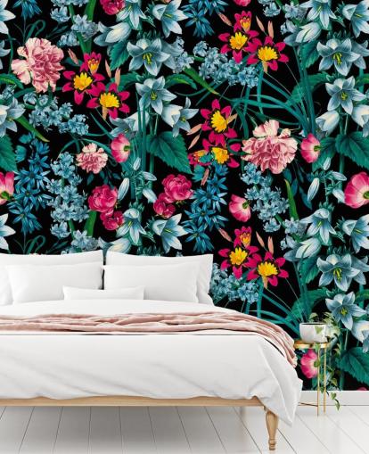 bunte Blumen auf dunklem Hintergrund bunte Blumen auf dunklem Hintergrund