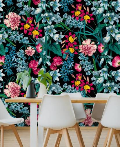 kleurrijke bloemen op donkere achtergrond kleurrijke bloemen op donkere achtergrond