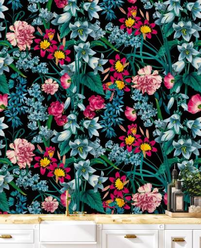 colourful flowers on dark background wallpaper colourful flowers on dark background wallpaper