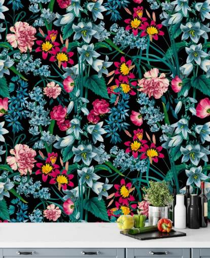 kleurrijke bloemen op donkere achtergrond