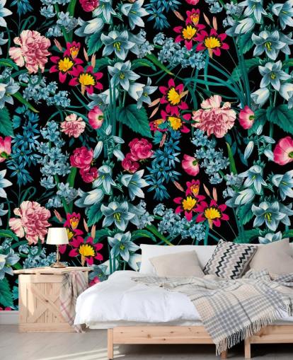 bunte Blumen auf dunklem Hintergrund