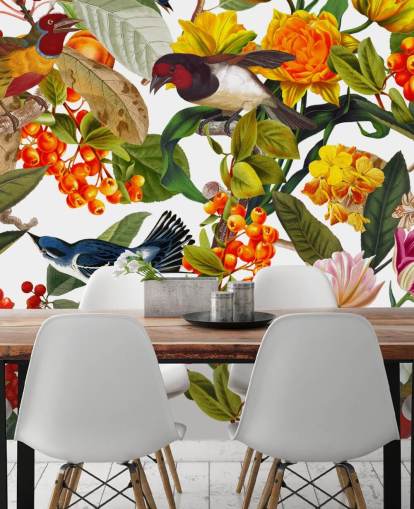 colourful flowers and birds wallpaper colourful flowers and birds wallpaper