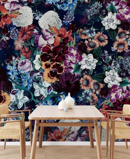 papel pintado floral oscuro