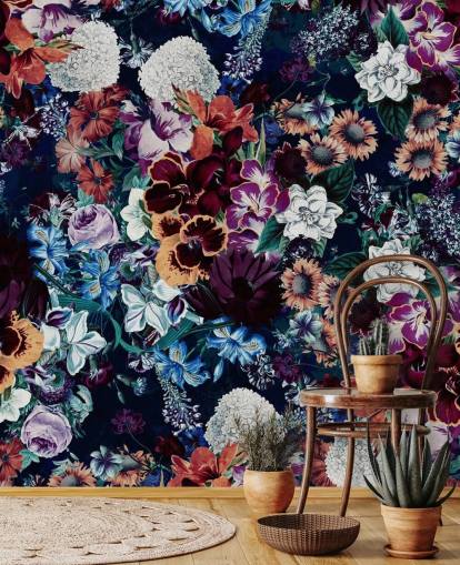papel pintado floral oscuro papel pintado floral oscuro