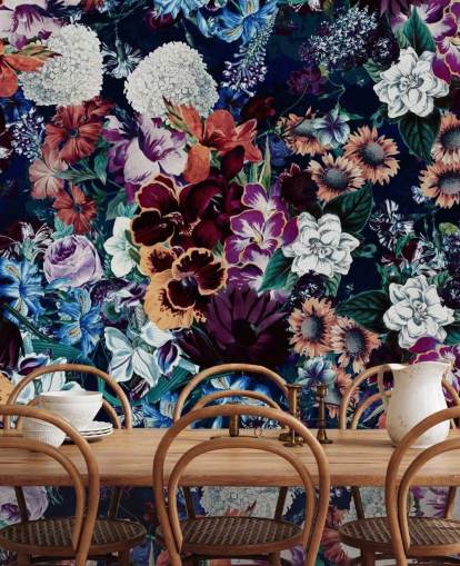papel pintado floral oscuro