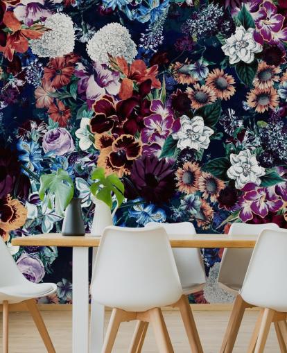 papier peint floral foncé