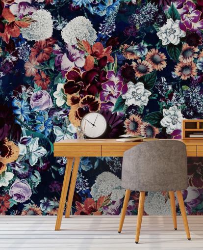 papel pintado floral oscuro