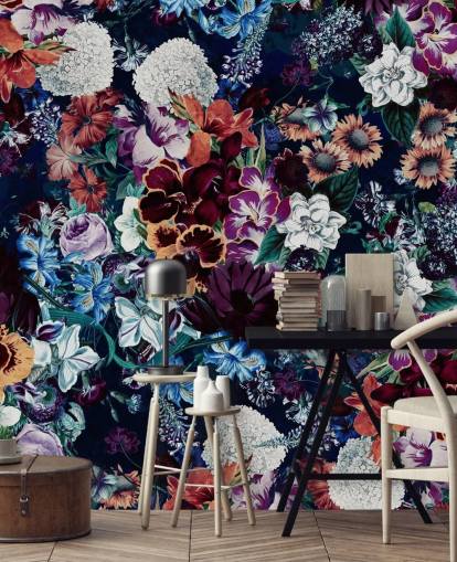 papel pintado floral oscuro