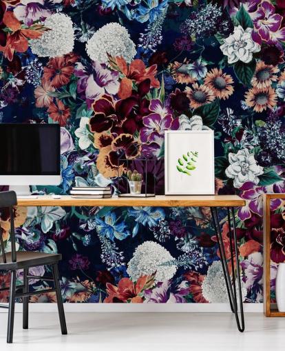papier peint floral foncé