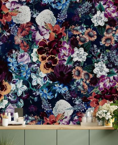 papier peint floral foncé