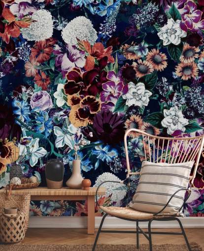 papel pintado floral oscuro