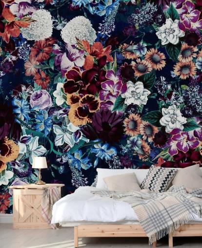 papel pintado floral oscuro