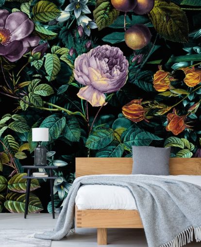 mörk blommig lila ros tapet mörk blommig lila ros tapet