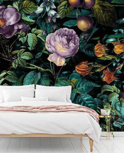 dark floral purple rose wallpaper