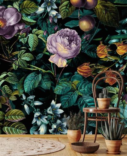 mørk blomstret lilla rose tapet mørk blomstret lilla rose tapet